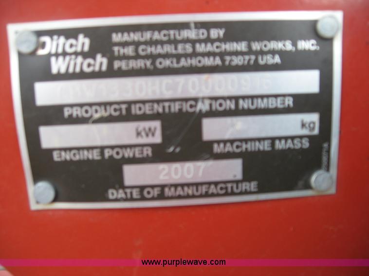 image for item B6393 2007 Ditch Witch 1330H walk behind trencher