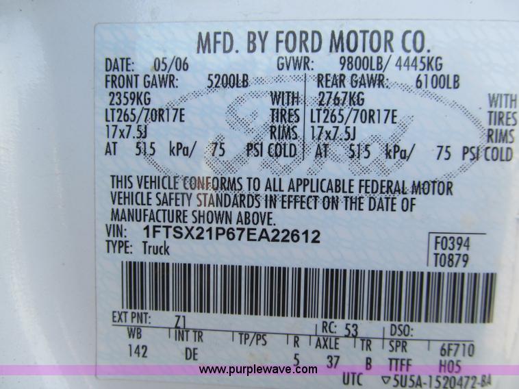 image for item D7019 2007 Ford F250 XLT Super Duty SuperCab pickup truck