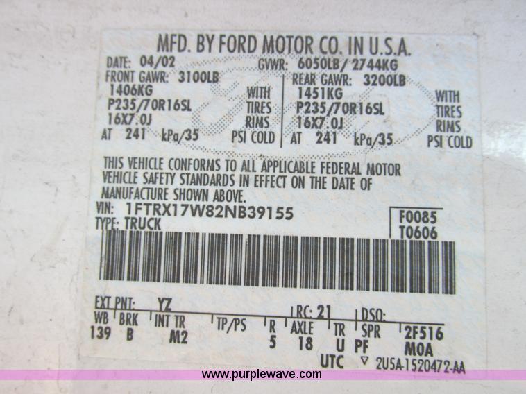 image for item F4044 2002 Ford F150 XLT SuperCab pickup truck