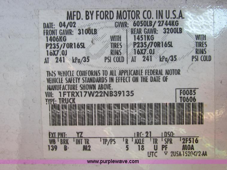 image for item F4045 2002 Ford F150 XLT SuperCab pickup truck