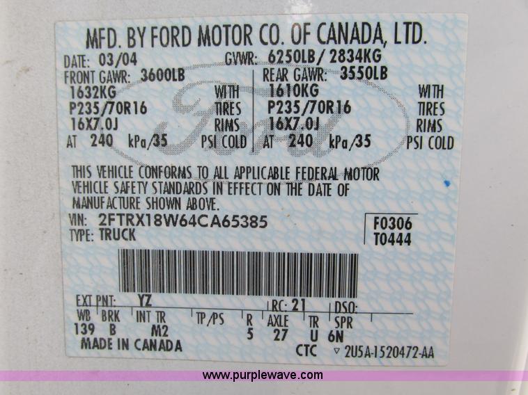 image for item F4050 2004 Ford F250 XLT SuperCab pickup truck