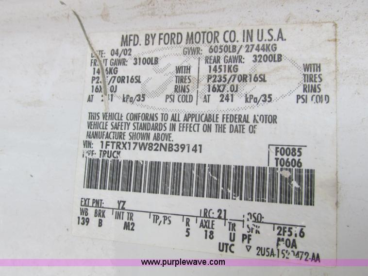 image for item F4054 2002 Ford F150 XLT SuperCab pickup truck