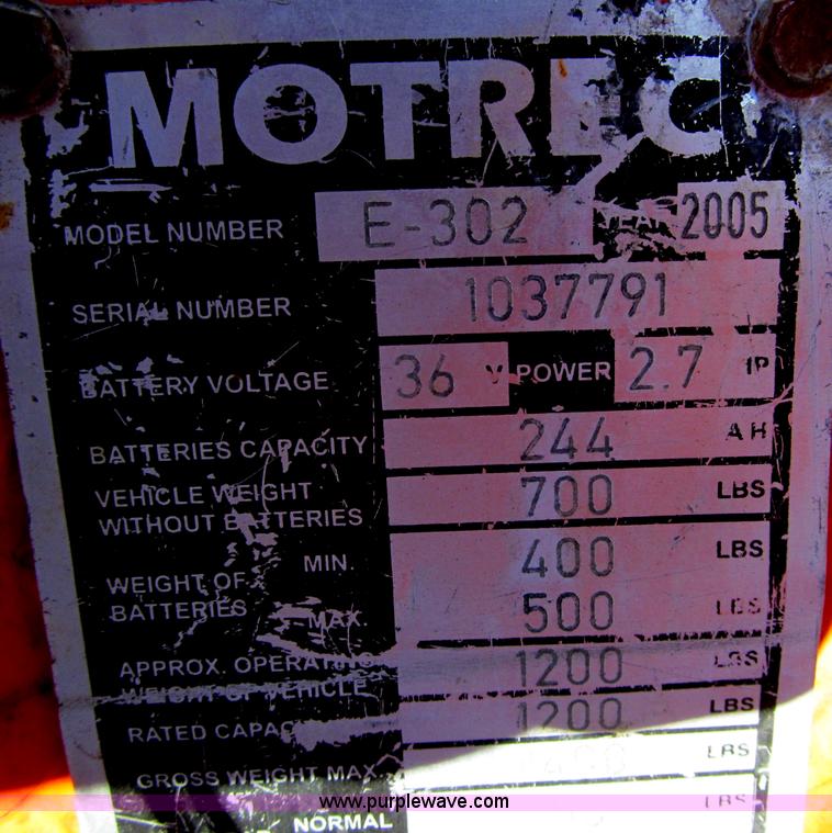 image for item F5797 2005 Motrec E-302 electric cart