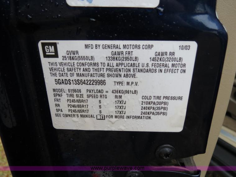 image for item B4537 2004 Buick Ranier CXL SUV