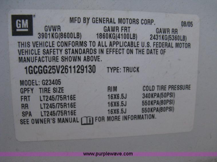 image for item B8241 2006 Chevrolet Express 2500 cargo van