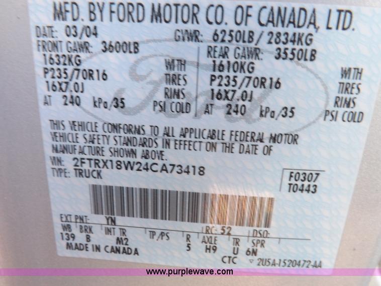 image for item F6307 2004 Ford F150 XLT SuperCab pickup truck