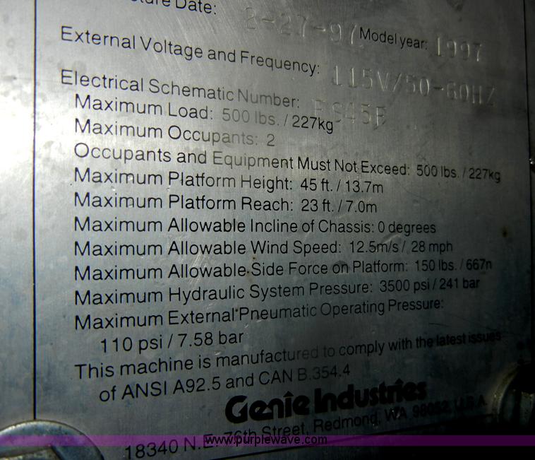 image for item D4654 1997 Genie Z-45/22 boom lift