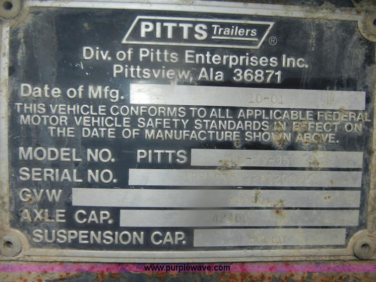 image for item D4658 2002 Pitts 35 ton lowboy trailer