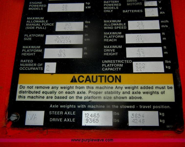 image for item D4659 2000 Snorkel TB60 boom lift