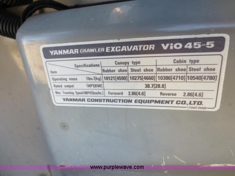 image for item D5736 2006 Yanmar VIO45-5 mini excavator