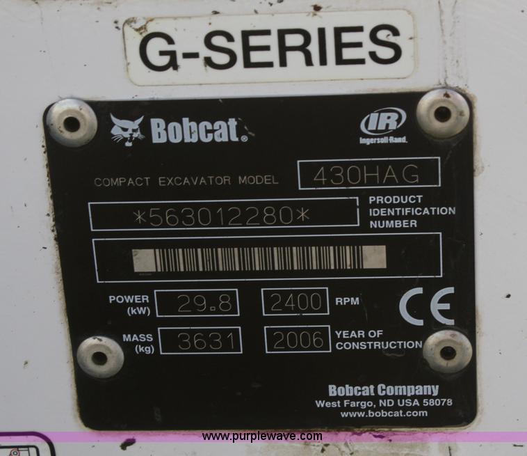 image for item F2751 2006 Bobcat 430HAG FastTrack compact excavator