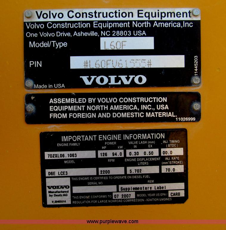 image for item F4661 2007 Volvo L60F wheel loader