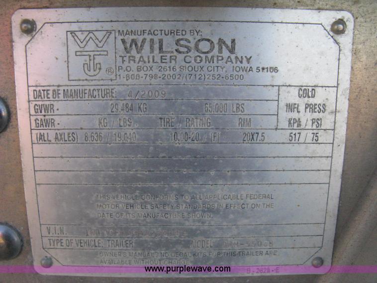 image for item B8258 2009 Wilson Commander hopper bottom trailer
