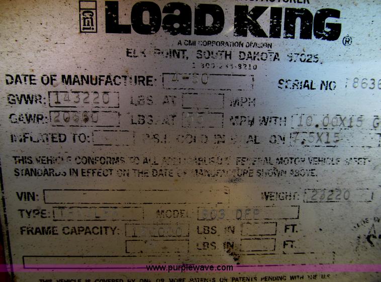 image for item F5563 1980 Load King 603DFP triple axle lowboy trailer