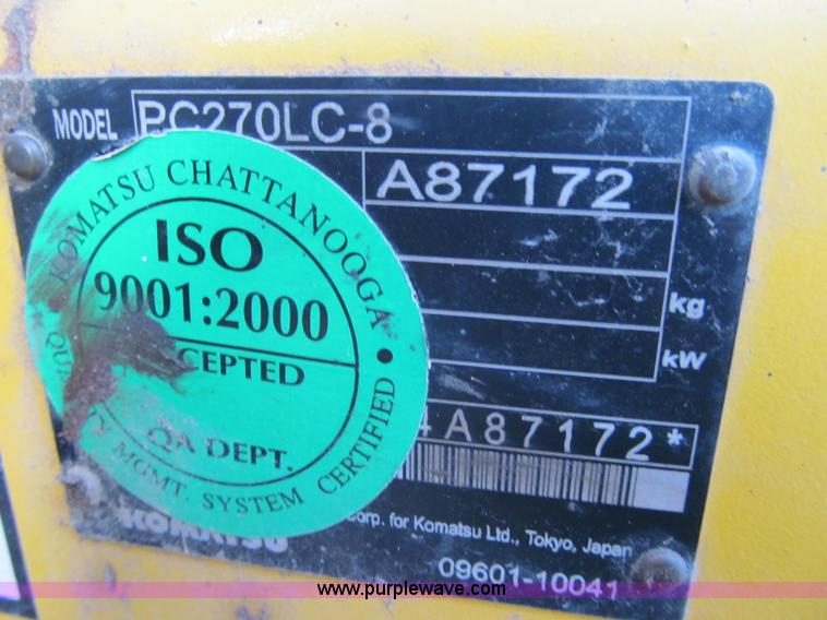 image for item F5639 2007 Komatsu PC270LC-8 excavator