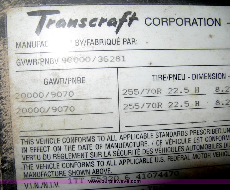 image for item B8486 2004 Transcraft step deck flatbed trailer