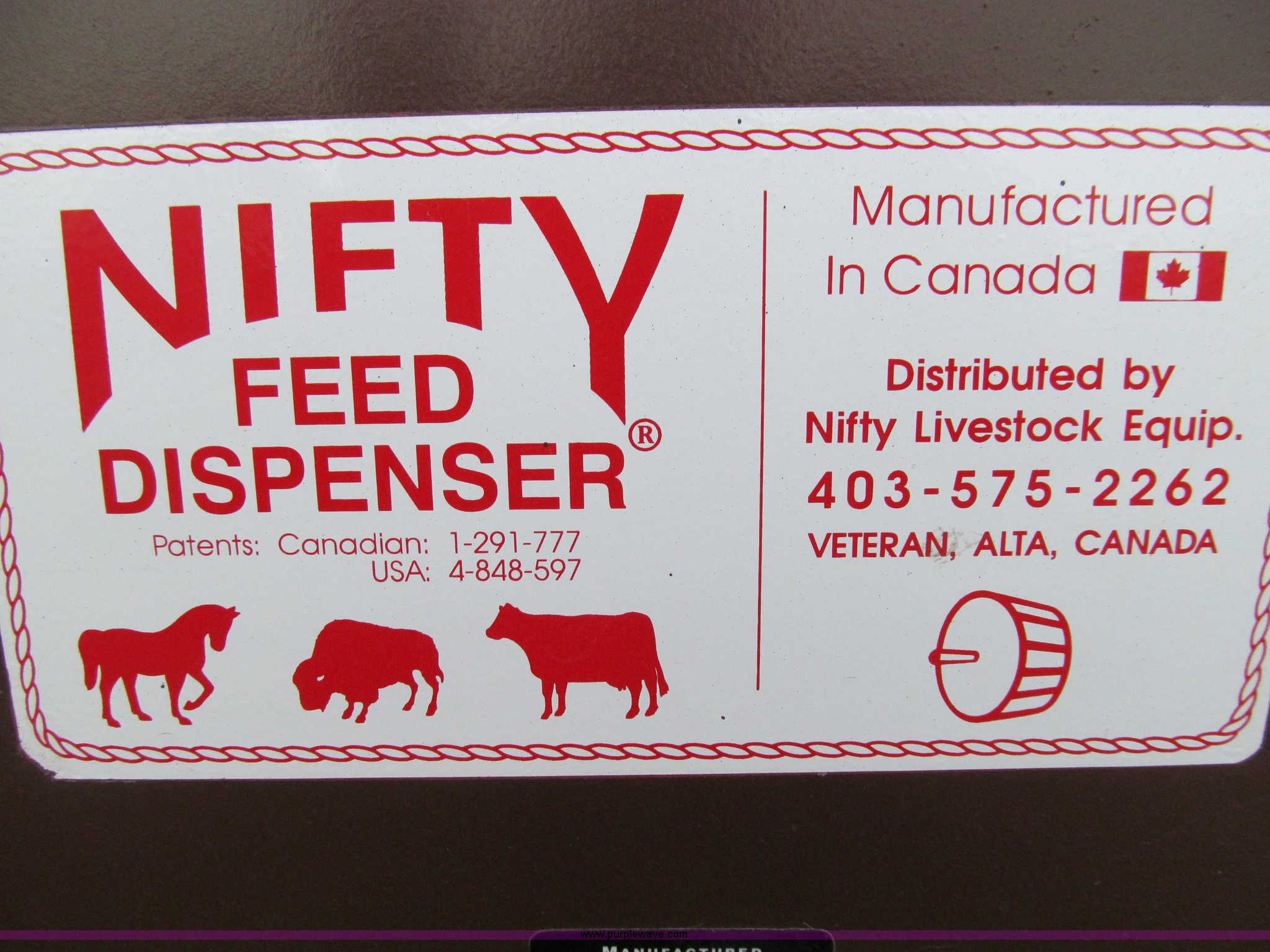 Nifty 37 feed dispenser in Linneus, MO Item E3592 sold Purple Wave