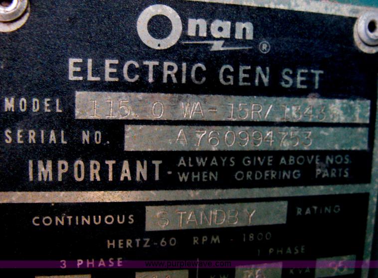 image for item B8350 Onan 115/WA backup generator