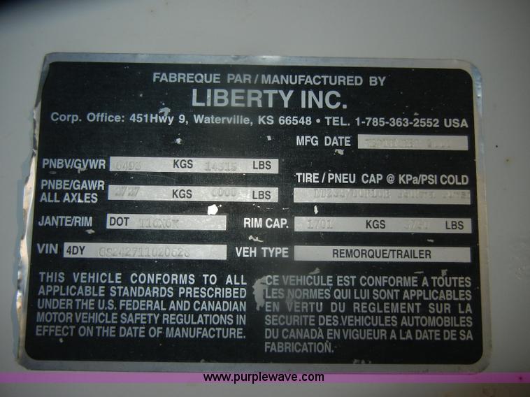 image for item D4544 2001 Travalong gooseneck trailer