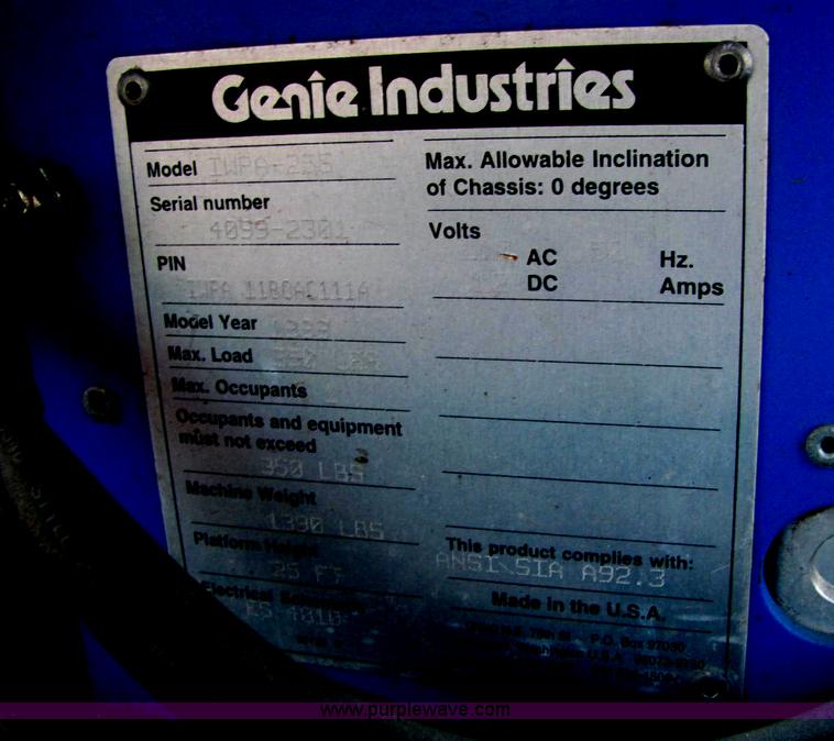 image for item E2792 1999 Genie IWP-255 aerial work platform