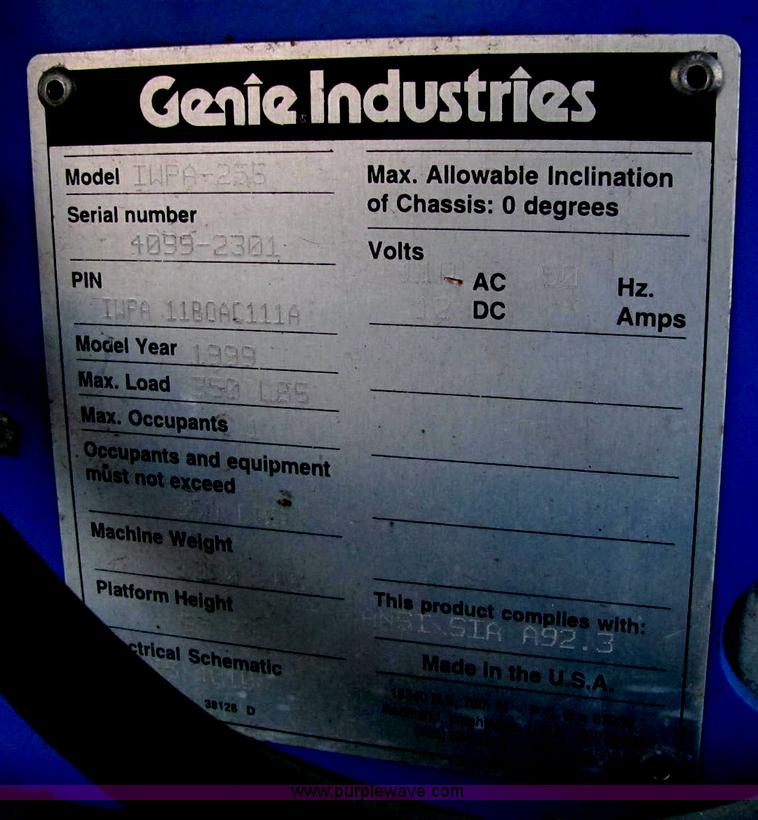 image for item E2792 1999 Genie IWP-255 aerial work platform