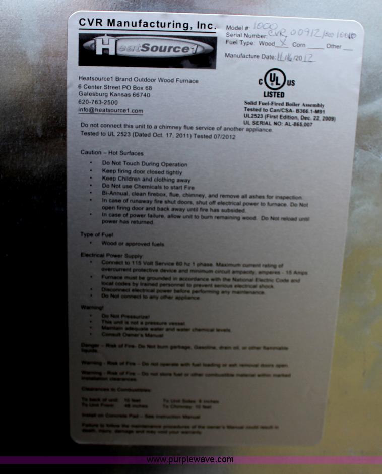 image for item E8235 Heat Source 1 1000 stainless steel outdoor wood burning furnace