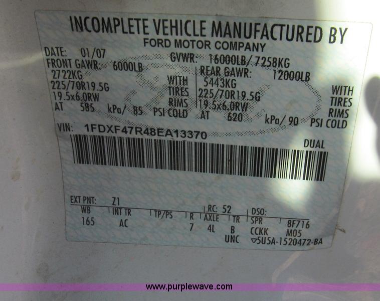 image for item F3087 2007 Ford F450 XL Super Duty utility truck