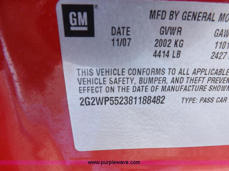 image for item F6347 2008 Pontiac Grand Prix