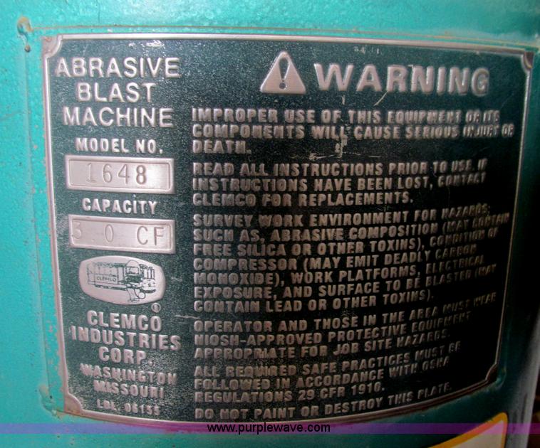 image for item O9115 Clemco 1648 abrasive blast machine