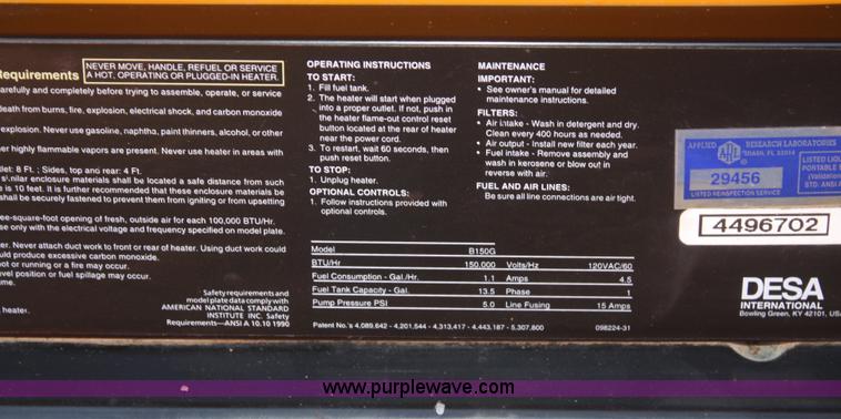 image for item O9857 Master 150,000 BTU heater