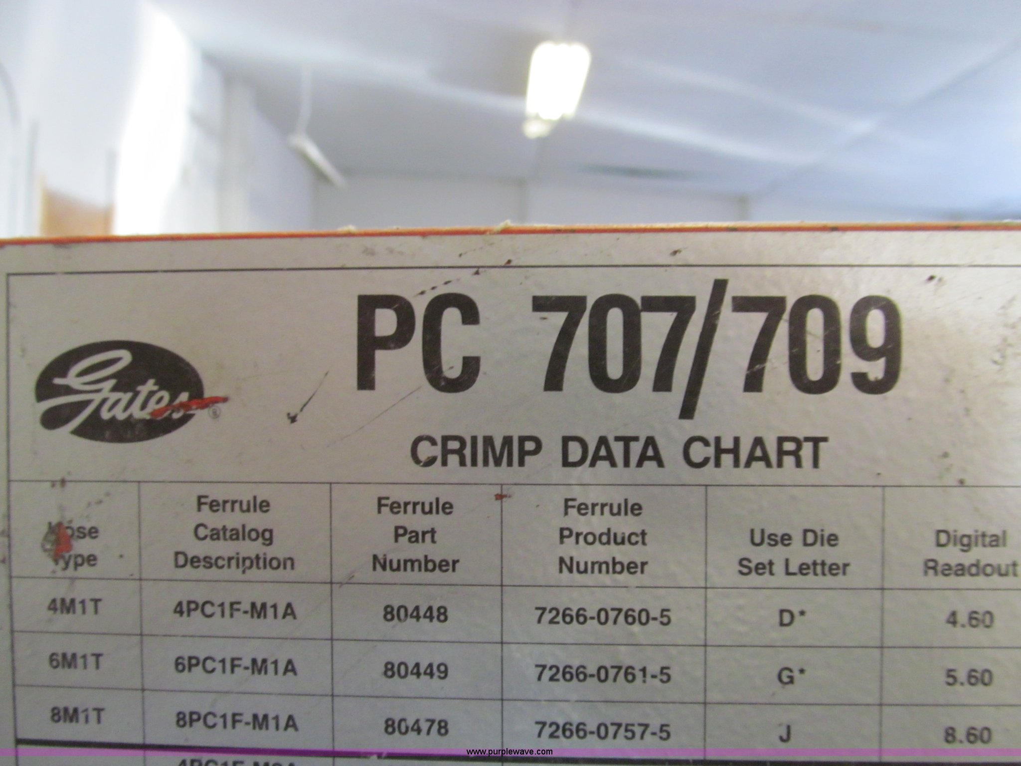 Gates 707/709 hydraulic hose machine in Fulton, MO Item O9073 sold