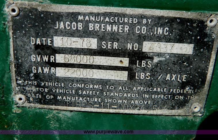 image for item B3977 1979 Brenner MC312 stainless tanker trailer