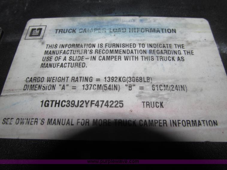 image for item B5295 2000 GMC Sierra Classic 3500 SLE extended cab pickup truck