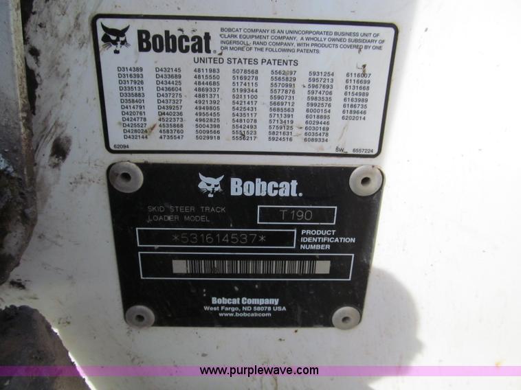 image for item E5788 2007 Bobcat T190 track skid steer
