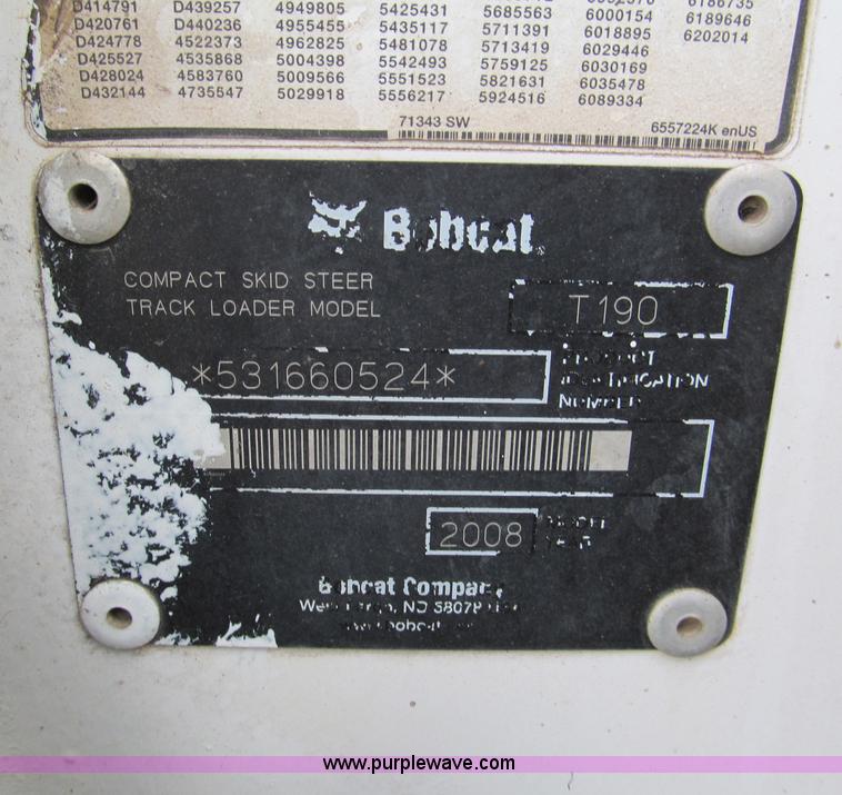 image for item E5820 2008 Bobcat T190 skid steer