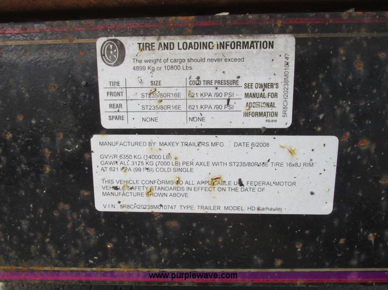 image for item F4055 2008 Maxey 20' car hauler trailer