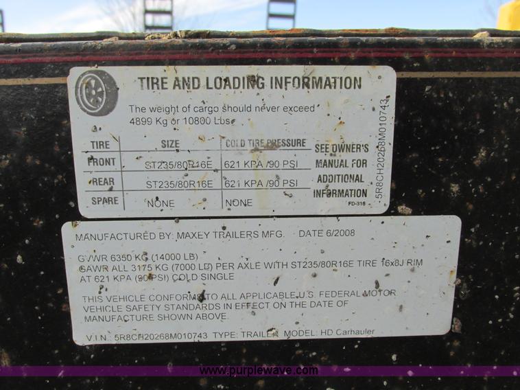 image for item F4057 2008 Maxey 20' car hauler trailer