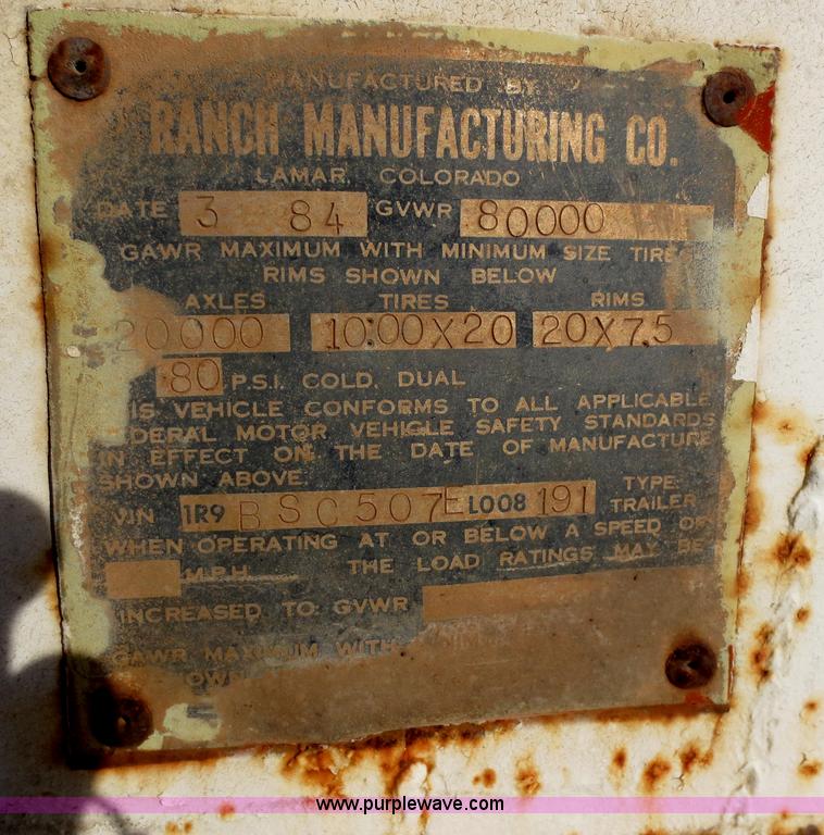 image for item F6546 1984 Ranch belly dump trailer