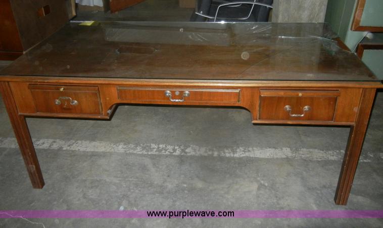 Wooden Desk With Glass Top Item Ab9923 1 8 2013