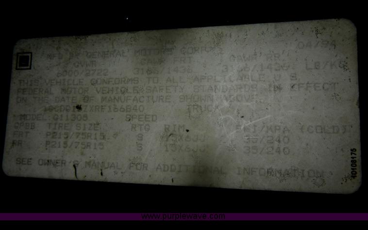 image for item D4541 1994 Chevrolet G-Series van 10