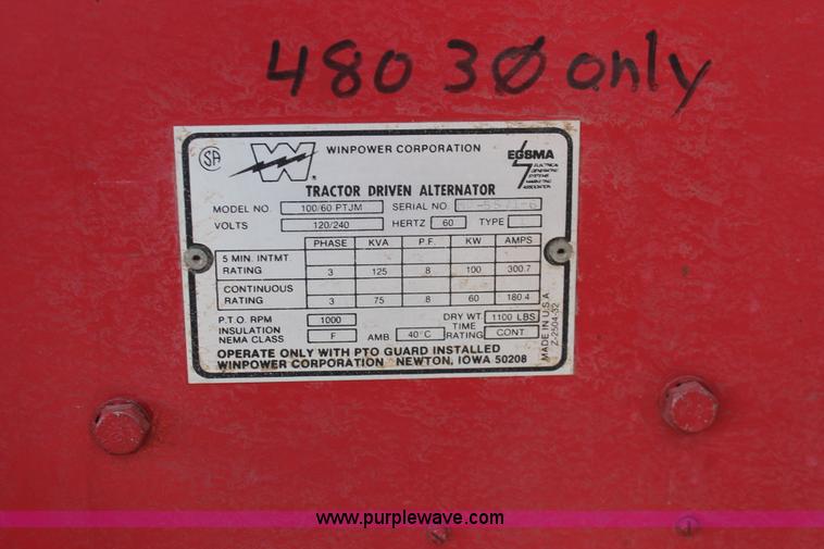 image for item E2810 Winpower 100/60 PTJM generator