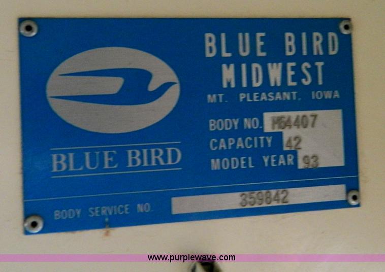 image for item G7657 1993 GMC Blue Bird 42 passenger school bus