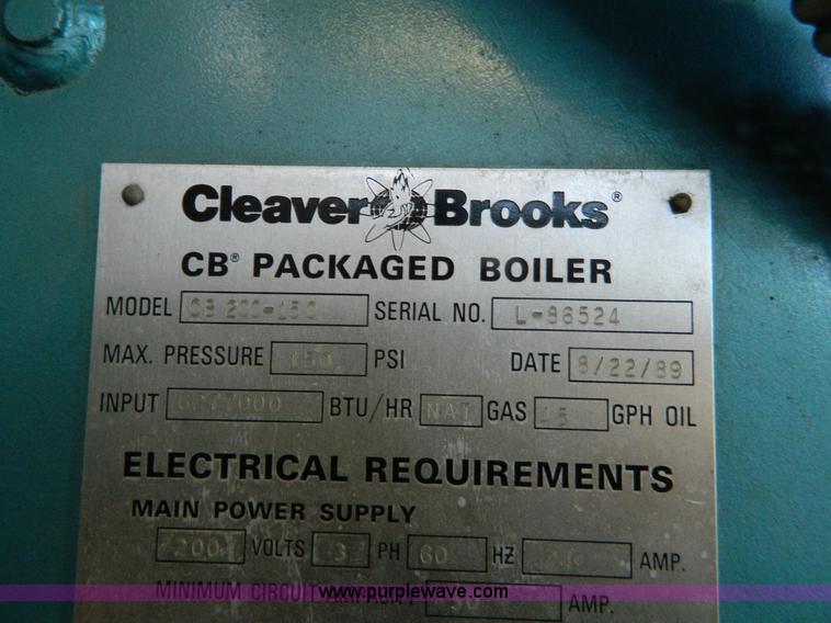 image for item Y9225 Cleaver/Brooks boiler unit