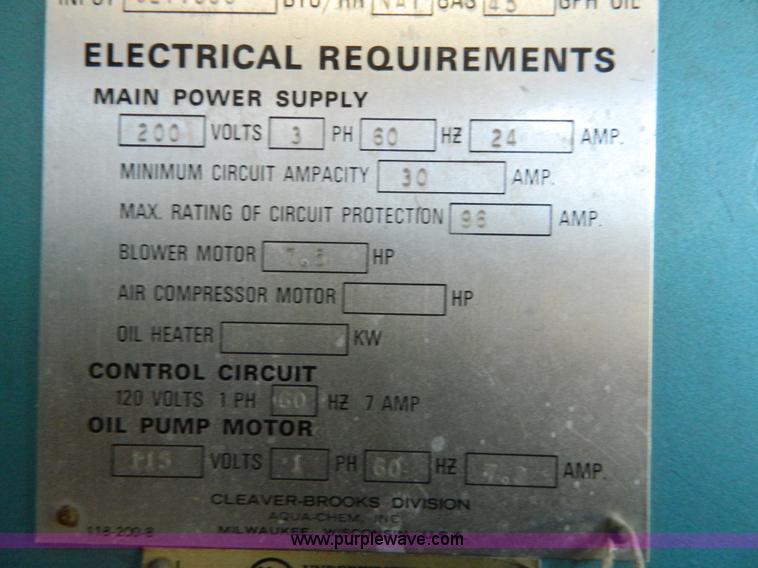 image for item Y9225 Cleaver/Brooks boiler unit