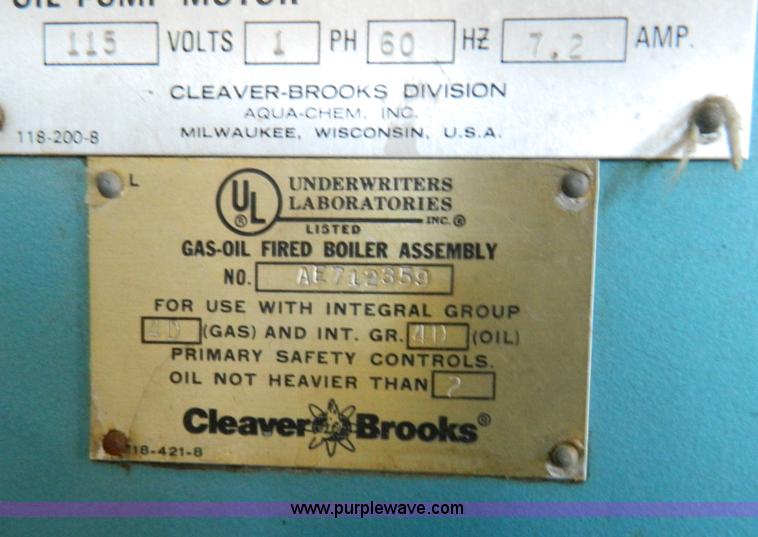 image for item Y9225 Cleaver/Brooks boiler unit