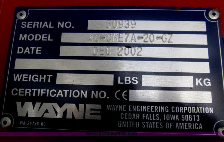 image for item D7017 2002 Wayne Cargomaster portable forklift system