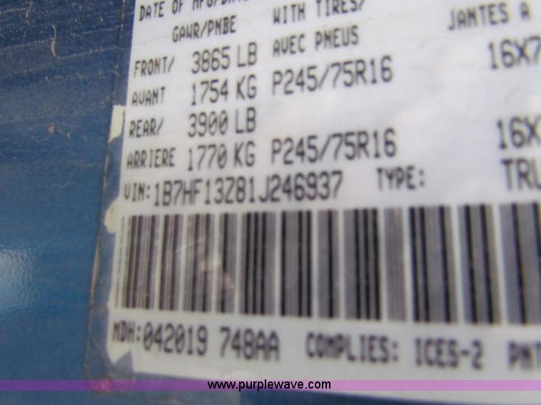 image for item E8270 2001 Dodge Ram 1500 Quad Cab pickup truck