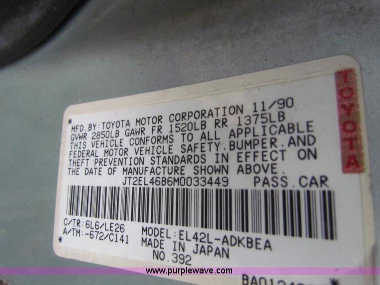 image for item E8289 1991 Toyota Tercel