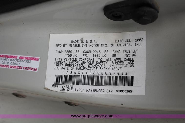 image for item O9390 2003 Mitsubishi Eclipse GS