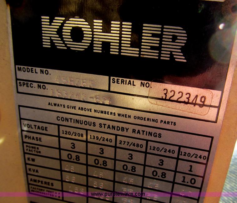 image for item E3605 Kohler 45RZ62 Fast Response II generator